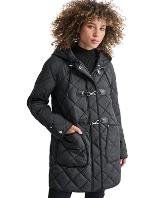 Dkny Women's Hooded Toggle Quilted Coat