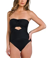 La Blanca Women's Island Goddess Convertible Draped Bandeau One Piece Swimsuit