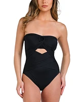 La Blanca Women's Island Goddess Convertible Draped Bandeau One Piece Swimsuit