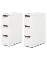 Costway Pcs -Drawer Narrow Rolling Storage Cabinet with Pull Handles Built-in Wheels