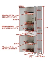 Kings Brand Furniture 72" Freestanding Kitchen Pantry Storage Cabinet Cupboard with Doors Adjustable Shelves & Drawer (White)