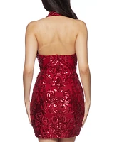 B Darlin Juniors' Sequined Bodycon Halter Dress