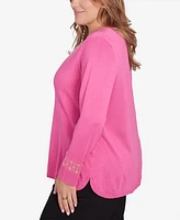 Ruby Rd. Plus Grommet Embellished Fine Gauge Sweater