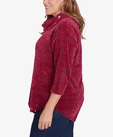 Ruby Rd. Plus Split Cowl Neck Chenille Jacquard Knit Top