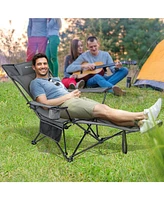 Slickblue Camping Lounge Chair with Detachable Footrest Adjustable Backrest