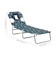 vidaXL Folding Sun Lounger with Head Cushion Steel Leaves Print