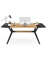 Tribesigns 63 Inch Executive Desk, Large Office Computer Desk with X-Shape Frame, Modern Working Table Business Furniture for Home Office