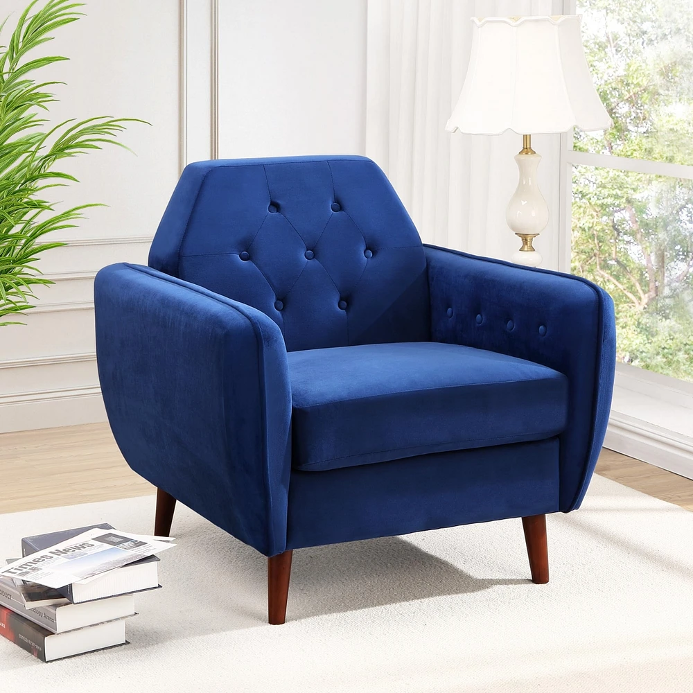 gaomon Comfy Blue Velvet Accent Chair