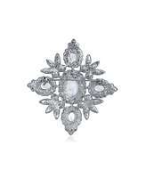 Bling Jewelry Large Fashion Crystal White Simulated Pearl Queen Crown Brooch Pin