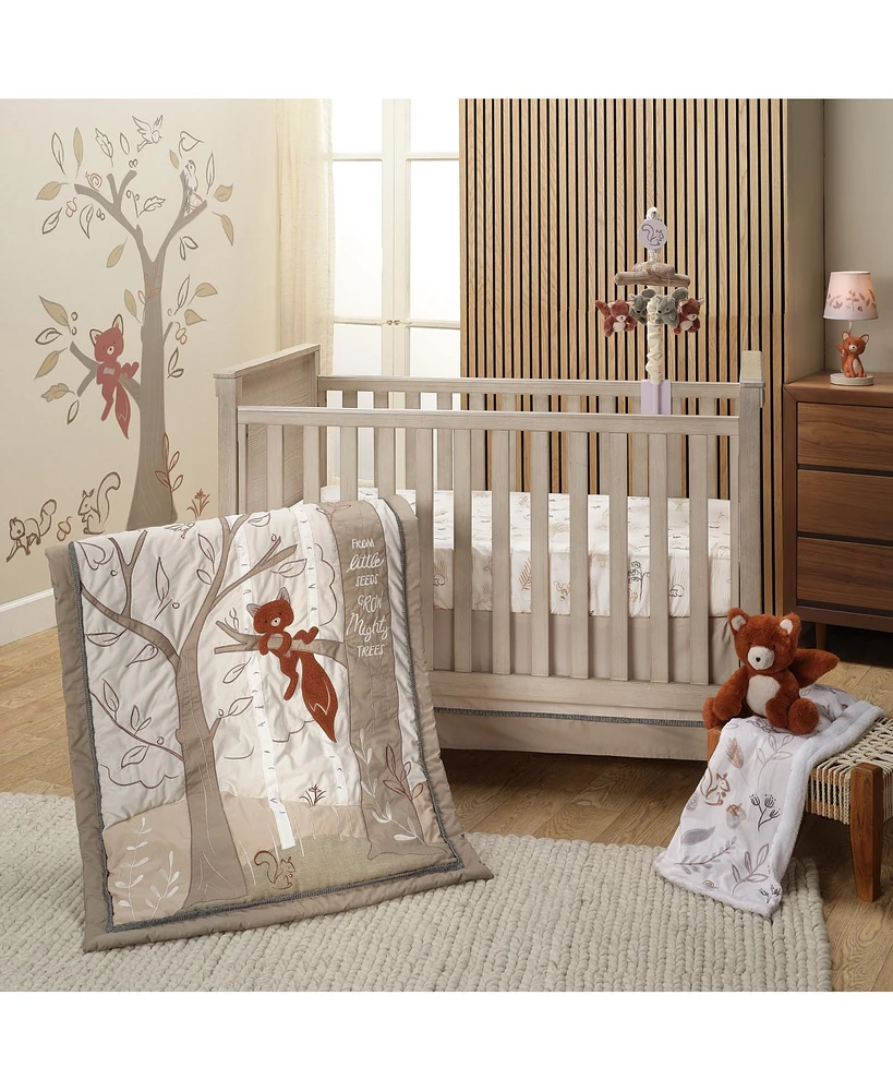 Lambs & Ivy Treetop Fox Woodland Tree Nursery 3-Piece Baby Crib Bedding Set