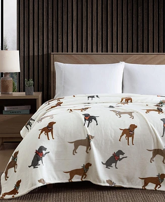 Eddie Bauer Dogs with Scarves Ultra Soft Plush Fleece Blanket, King