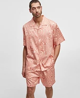 Mode of One Men's Distorted Wave Short-Sleeve Button-Front Camp Shirt, Exclusively at Macy's