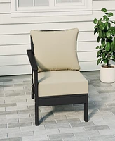 WestinTrends Outdoor Patio Hdpe Left Arm Sectional Navy Blue Corner Club Chair with Cushions