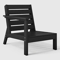WestinTrends Outdoor Patio Hdpe Left Arm Sectional Navy Blue Corner Club Chair with Cushions