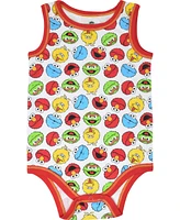 Sesame Street Baby Boys Elmo Cookie Monster Bird Newborn Baby 5 Pack Cuddly Short Sleeve Bodysuits
