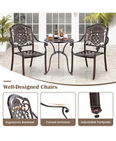 Costway Pcs Patio Cast Aluminum Chairs Outdoor Metal Armchairs with Ergonomic Curved Seat