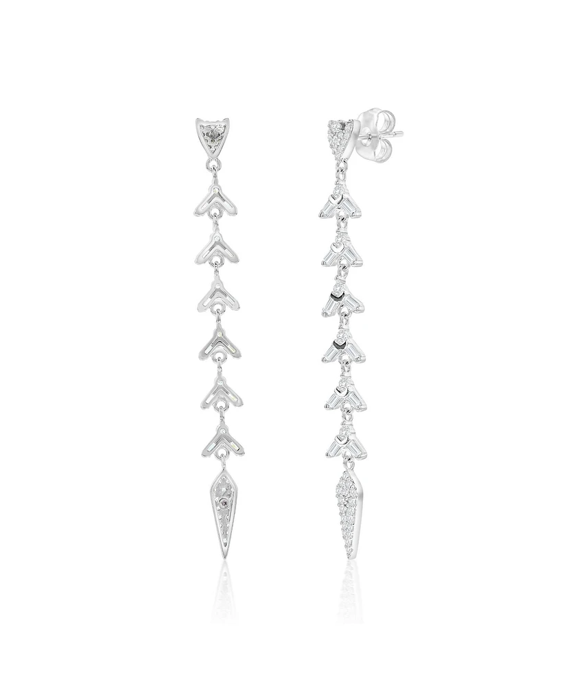 Suzy Levian New York Suzy Levian Sterling Silver White Cubic Zirconia Baguette Pave Drop Dangle Earrings