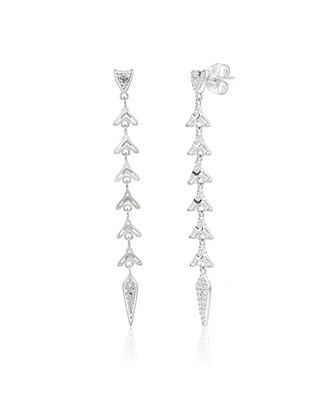 Suzy Levian New York Suzy Levian Sterling Silver White Cubic Zirconia Baguette Pave Drop Dangle Earrings