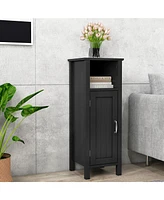 Gymax Bathroom Storage Organizer Narrow Floor Cabinet w/ 2-Tier Open Compartment