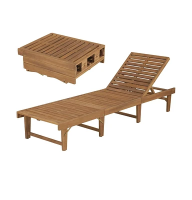 vidaXL Folding Sun Lounger Solid Acacia Wood