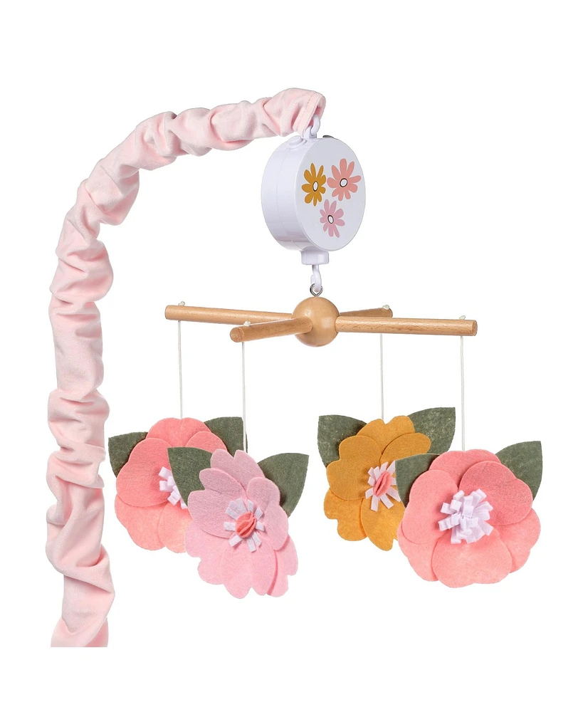 Lambs & Ivy Little Garden Felt Flowers Musical Baby Crib Mobile Soother Toy