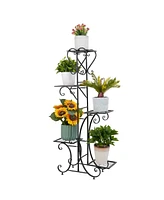 Unho 5 Tier Tall Plant Stand Metal Shelf Flower Pots Display Holder Outdoor Garden