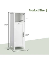 Gymax Bathroom Floor Storage Cabinet Free Standing w/ Single Door Adjustable Shelf