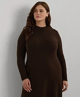 Lauren Ralph Plus Wool-Blend Long-Sleeve Sweater Dress