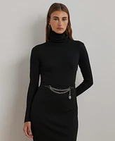 Lauren Ralph Women's Chain-Trim Rib-Knit Turtleneck Dress