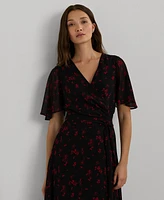 Lauren Ralph Women's Floral Belted Crinkle Georgette Dress