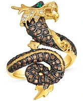 Le Vian Costa Smeralda Emerald, Chocolate Diamond & Nude Diamond Dragon Ring (1/2 ct. t.w.) in 14k Honey Gold