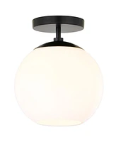 Hudson & Canal 9" Metal Bartlett Wide Semi Flush Mount