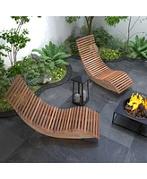 Pcs Outdoor Acacia Wood Rocking Chair with Widened Slatted Seat and High Back