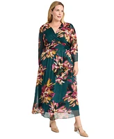 Maggy London Plus Floral-Print Maxi Dress