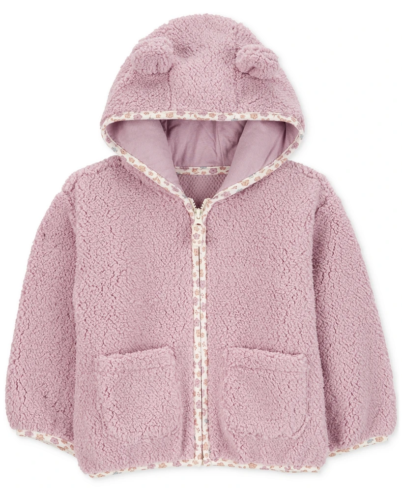 Carter's Toddler Girls Zip-Up Faux-Sherpa Hooded Jacket