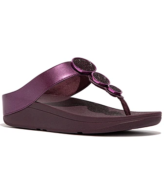 FitFlop Women's Halo Bead-Circle Metallic Toe-Post Sandals