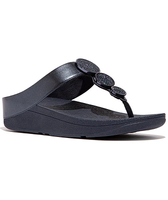 FitFlop Women's Halo Bead-Circle Metallic Toe-Post Sandals