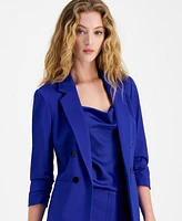 Bar Iii Women's Ruched-Sleeve Open-Front Blazer, Created for Macy's