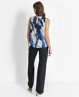 Dkny Women's Printed V-Neck Sleeveless Top