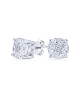 Bling Jewelry 3CT Round Solitaire Cut Cubic Zirconia Invisible Cut Stud Earrings Sterling Silver