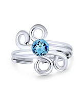 Bling Jewelry Aqua Blue Spiral Cartilage Ear Cuff Wrap Earring .925 Sterling Silver