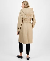 London Fog Women's Belted Hooded Trench Coat