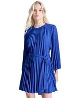 Dkny Women's Pleated A-Line Tie-Front Bell-Sleeve Dress