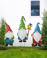 Glitzhome 36"H Gnome Yard Stake or Wall Decor Set of 3