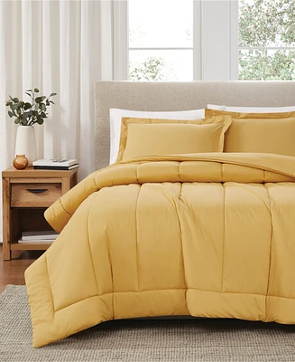 Brooklyn Loom Solid Cotton Percale -Pc. Comforter Set