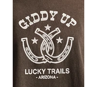 Lucky Brand Women's Cotton Giddy Up Crop Crewneck Tee