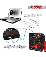 5 Core Audio Interface Mixer 4 Channel Pc Xlr Bluetooth Usb Dj Music Podcast Karaoke Sound Board Mx 4CH