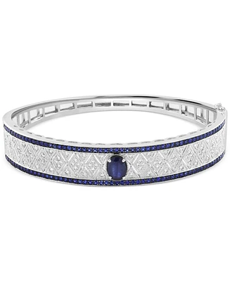 Effy Sapphire (1-7/8 ct. t.w.) & Diamond (1 ct. t.w.) Filigree Bangle Bracelet in Sterling Silver