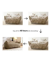 Maison Boucle Upholstered Teddy Fabric Bean Bag Loveseat Sofa-Maison