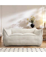 Maison Boucle Upholstered Teddy Fabric Bean Bag Loveseat Sofa-Maison